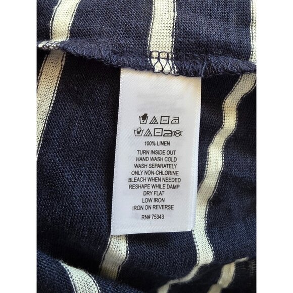 Sigrid Olsen Womens 100% Linen Striped Top Navy & White M NWT - Picture 5 of 7